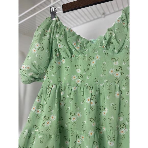 Princess Polly Emery Puff Sleeve Mini Dress Light Green - 10 - Picture 5 of 10